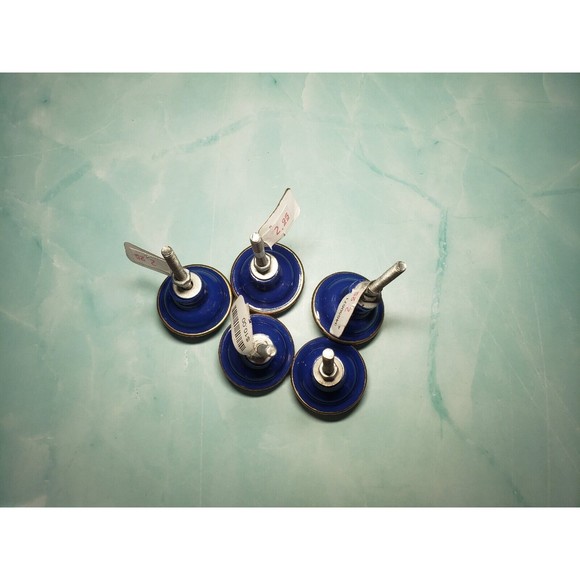 Ceramic Drawer Pull Knobs Round Blue Gold SET of 13 Pcs w Screws *READ* GUC - Picture 9 of 10